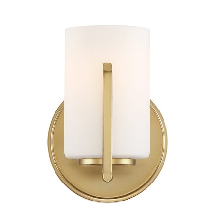 Designers Fountain Elara 5.25in 1-Light Brushed Gold Modern Indoor Vanity with Etched Glass Shade 93901-BG